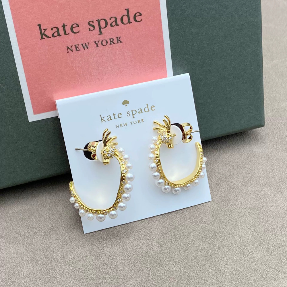 kate spade 3D Zodiac Dragon Micro Set Zircon Earrings Pearl